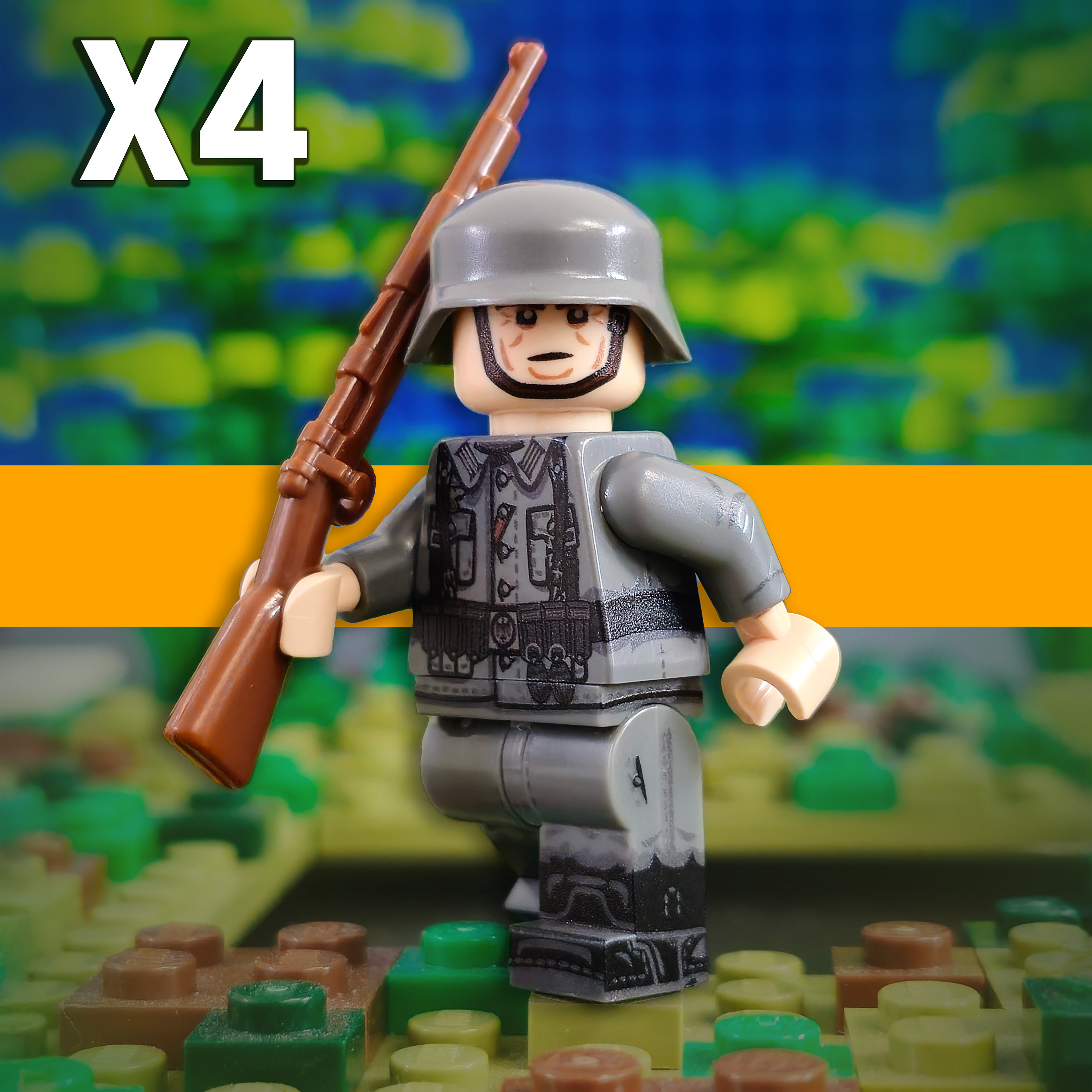 Squad of 4 German WW2 Rifleman | Scots plastic Minifigures