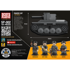 German Combat Pack back packaging showing Panzer 38(t) tank dimensions and grenadier, anti-tank, rifleman and sniper minifigures