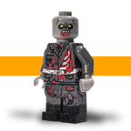 German WW2 zombie minifigure with glowing yellow eyes and snarling teeth