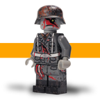 German WW2 zombie minifigure in camo Stahlhelm with slashed bloody face