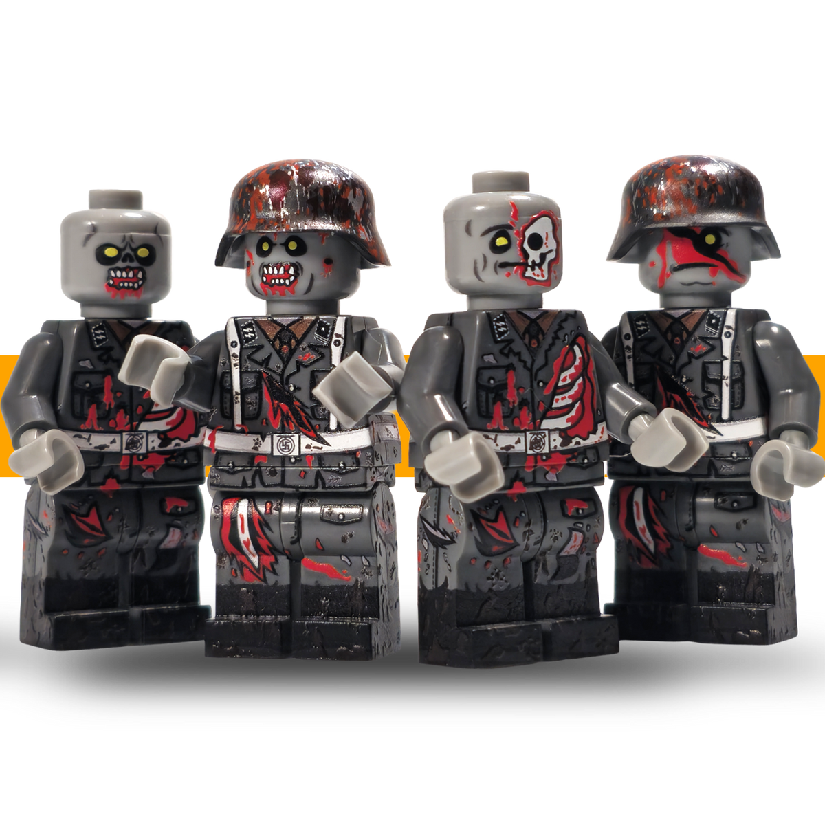 Squad photo: German WW2 zombie minifigure squad of four, Halloween special by Scots Plastic