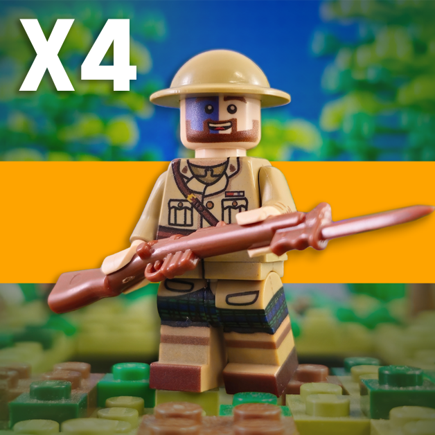 Squad of 4 Scots Plastic WW1 Minifigures – British Infantry Soldier