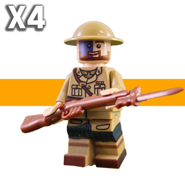 Squad of 4 Scots Plastic WW1 Minifigures – British Infantry Soldier